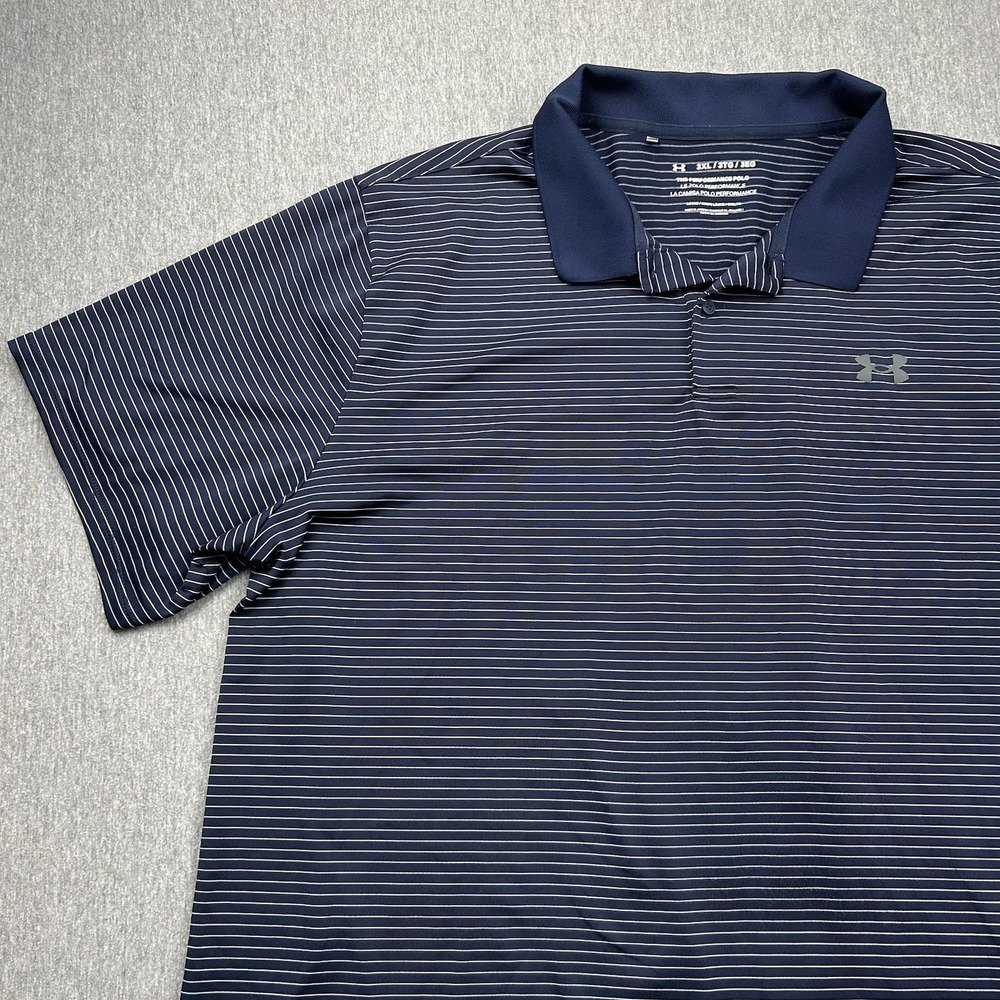 Under Armour The Performance Polo Mens 3XL Loose Golfing Outdoor Blue Striped